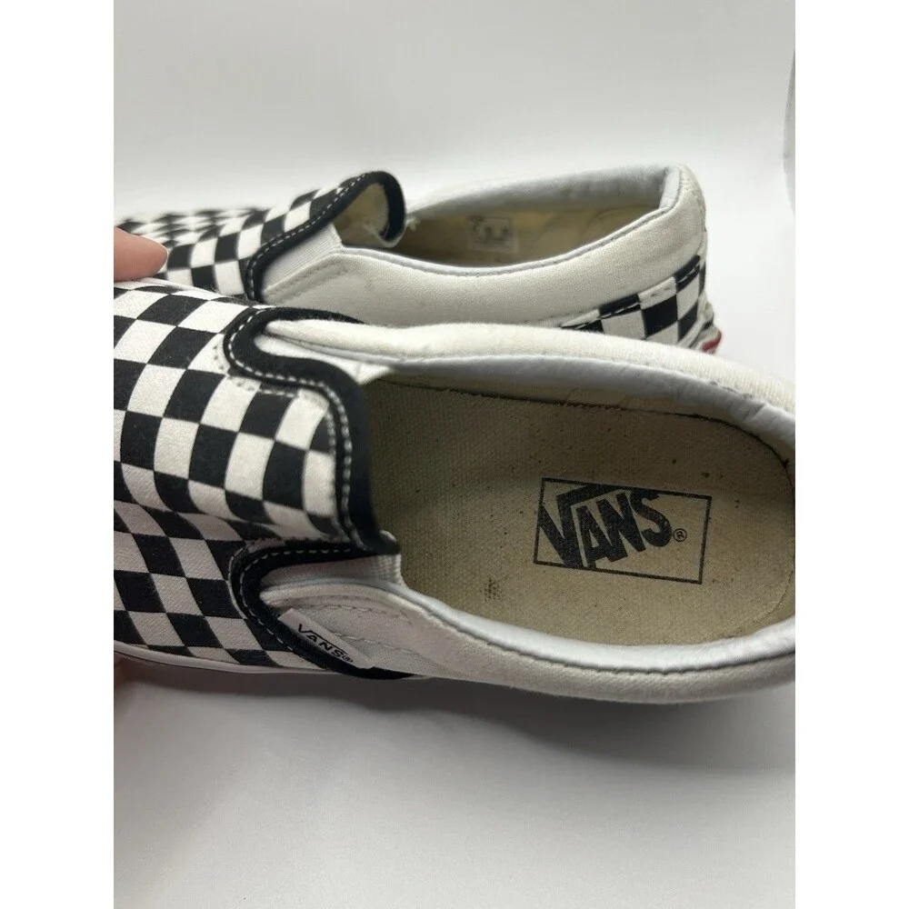 Vans Classic Slip-On Checkerboard Youth Size 3.5 Black White Skate Shoes